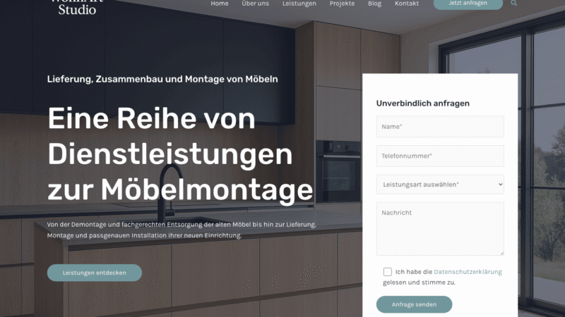 WohnArt Studio — furniture assembly service website homepage