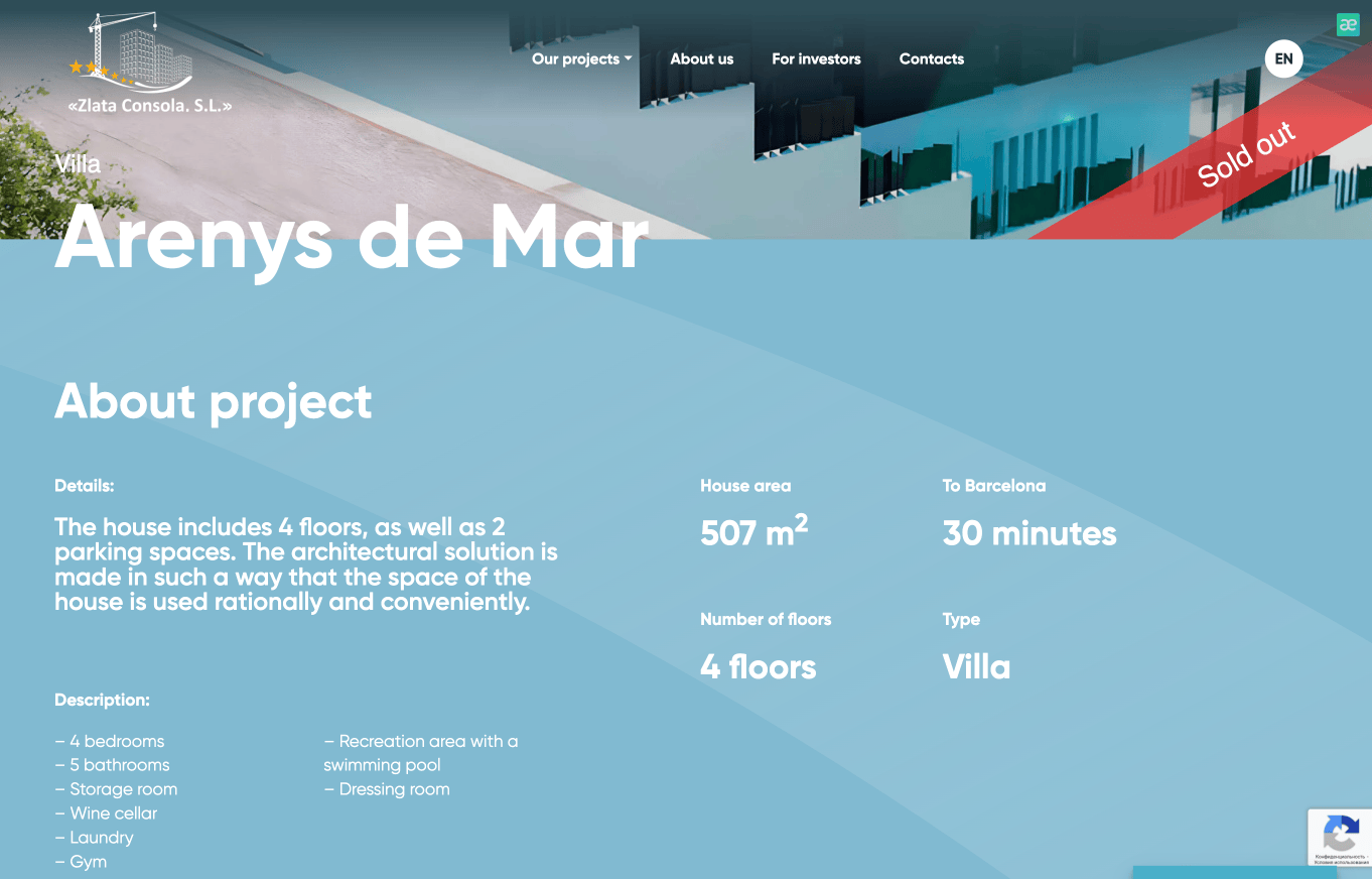 Zlata Consola Arenys de Mar villa project page