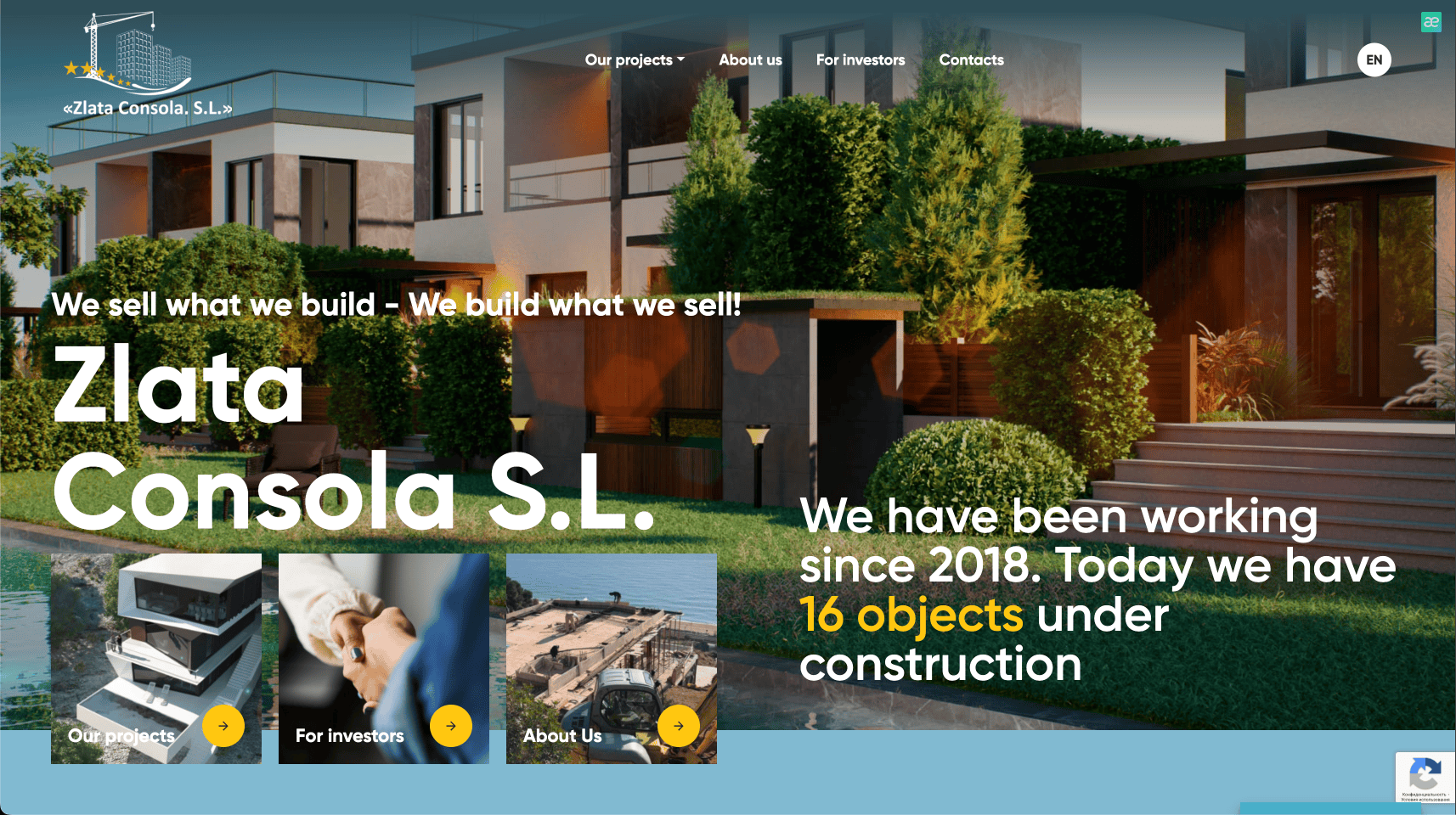Zlata Consola real estate developer website homepage
