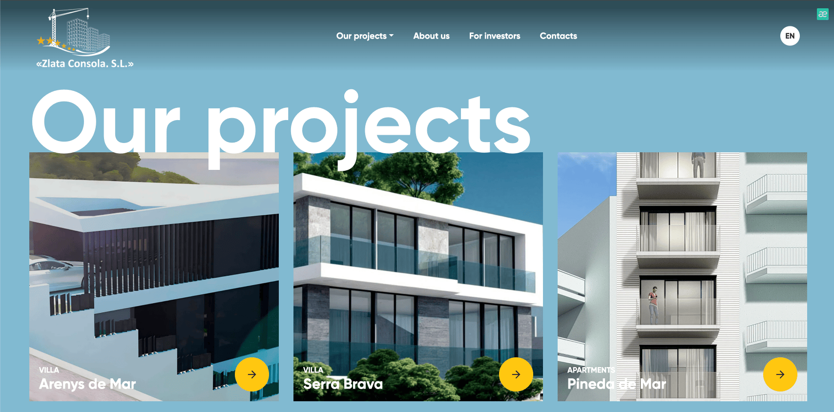 Zlata Consola projects listing page